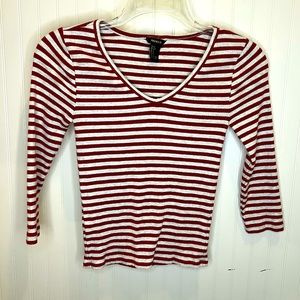 Forever 21 Red and White Striped Shirt Size S